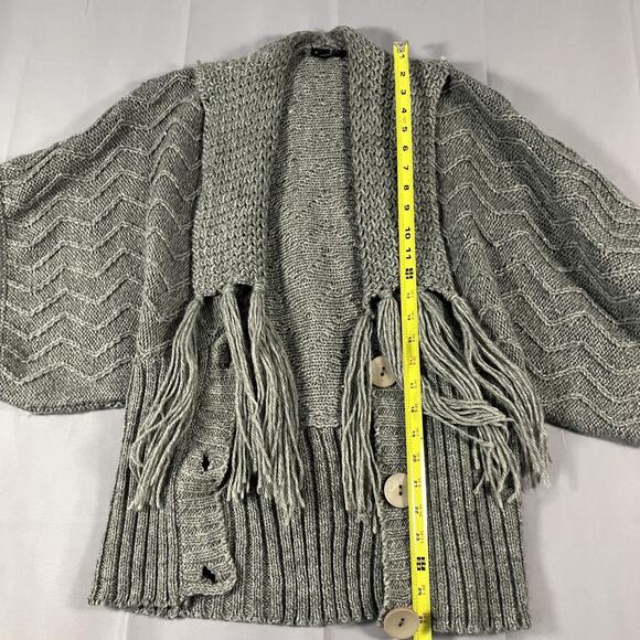 Peppe Peluso Sweater Womens Medium Knit Fringe Cardigan Chunky Boho Wool Blend - Picture 11 of 16